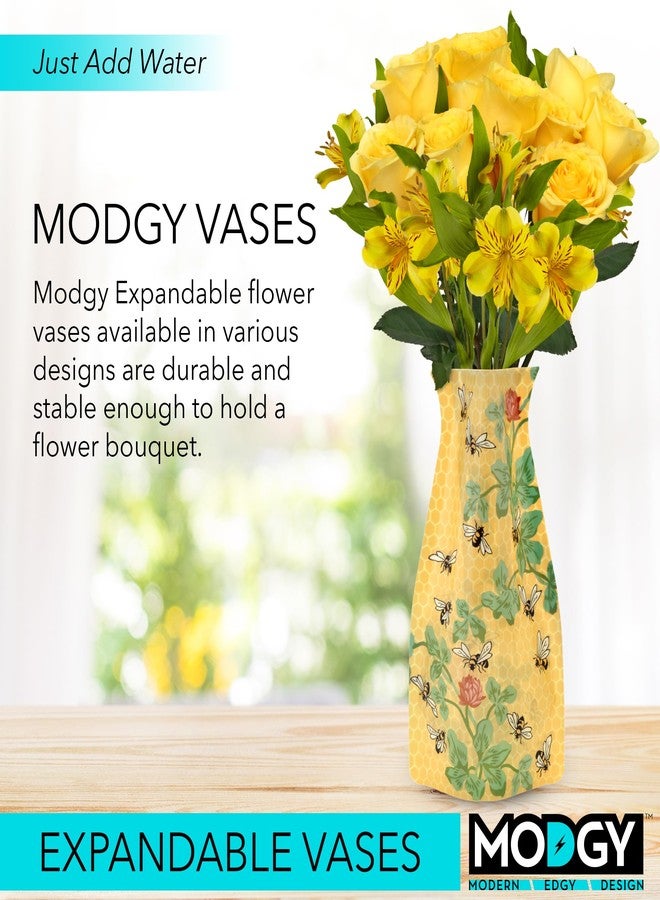 MODGY Expandable Flower Vase, Plastic Decorative Modern Foldable Printed Vases for Centerpieces for Wedding, Dining Table, Home Decor, Living Room, Bathroom, Candace Wheeler Bees - Image 2