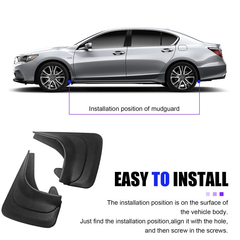 Zosgrew 2 PCS Car Mud Flaps, Splash-Proof Mud Splash Guards Tire Protector, Front and Rear Mudguard Replacement, Universal for Most Sedans (Black #S) - Image 4