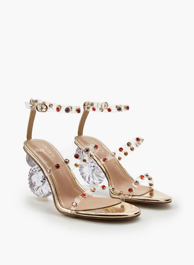 Celeste Women Studded Ankle Strap Sandals - Image 3