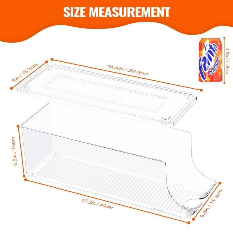 SCAVATA 2 Pack Soda Can Organizer for Refrigerator, Stackable Canned Food Pop Cans Container Can Holder Dispenser with Lid for Fridge Rack Freezer, Clear Storage Bins-Holds 12 Cans Each (Clear) - Image 5