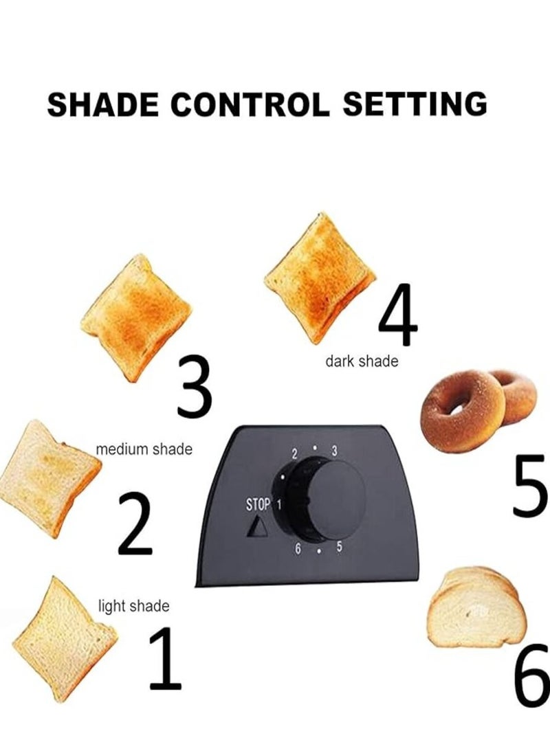 Generic 4 Slice Toaster with 2 Adjustable Browning Control knob, Stop Function & Removable Crumb Tray Breakfast Maker Stainless Steel Bread Toaster  - Image 2