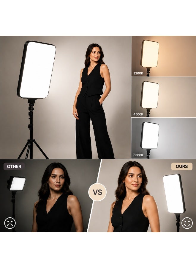 16 Inch LED Video Light Panel, CRI 96+ Soft Studio Light, Look Better on Camera, No Harsh Shadows, Adjustable 3200K–6500K for Streaming, Vlog & Photography - Image 2
