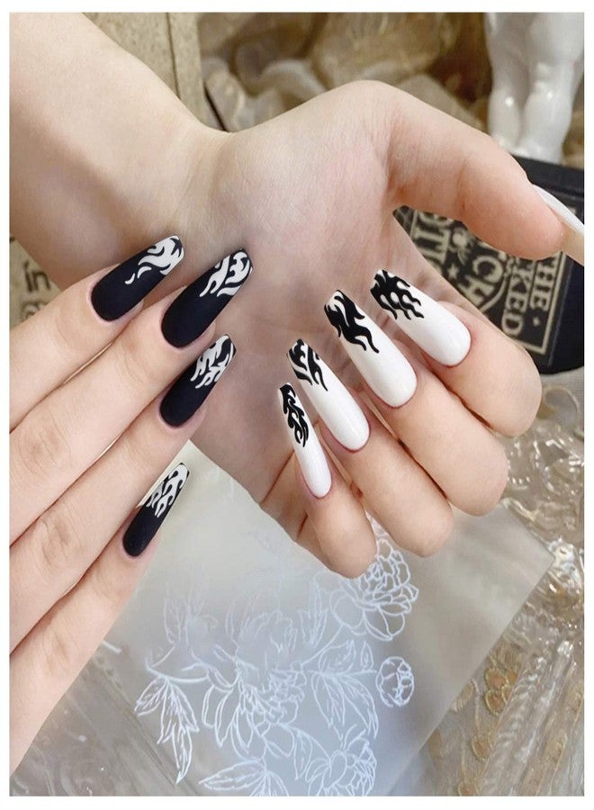 TOROKOM 9 Sheets Flame Nail Stickers Decals, TOROKOM 3D Holographic Self-Adhesive Fire Nail Decals White Black Silver Gold Red Flame Nail Art Stickers Nail Art Supplies for Nail Decor - Image 2