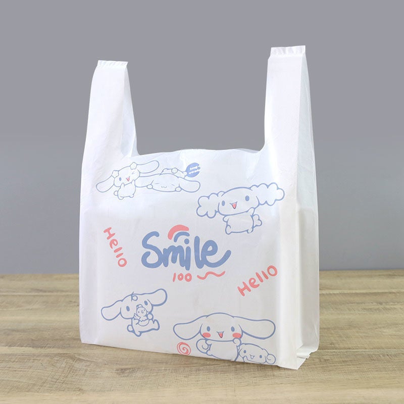 Takeaway Packing Bag Wholesale Thickened Food Chicken Chop Hamburger Cake Meal Box Packing Bag City Convenience Store Plastic Bag Hot Smiling big-eared dog