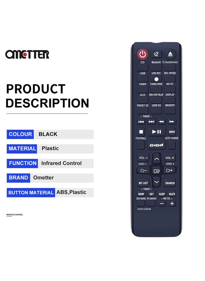 OMETTER - AH59-02694B Remote Control for Samsung Mini Hi-Fi Component Audio System MX-J630 MX-J730 MX-JS5000 MX-JS5500 MXJ630 MXJ730 - Image 1