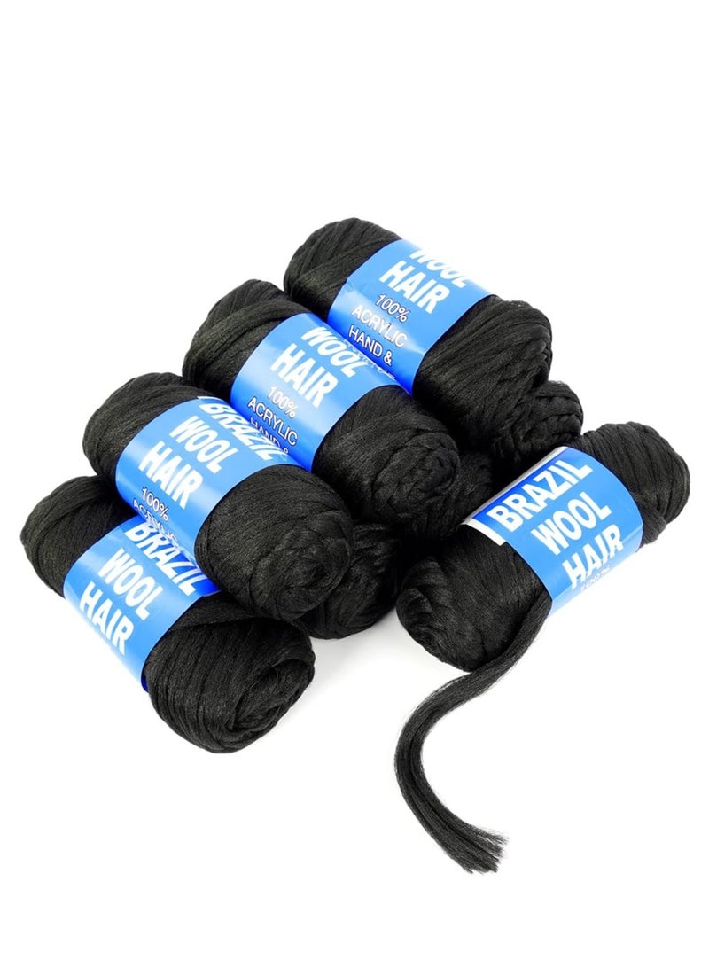 خيوط شعر من الصوف البرازيلي 100% من الصوف البرازيلي من الاكريليك للجدائل الافريقية/تسريحةالخصلات الصناعية (8 لفافات، اسود طبيعي) - Image 3