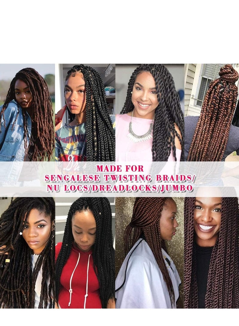 خيوط شعر من الصوف البرازيلي 100% من الصوف البرازيلي من الاكريليك للجدائل الافريقية/تسريحةالخصلات الصناعية (8 لفافات، اسود طبيعي) - Image 4