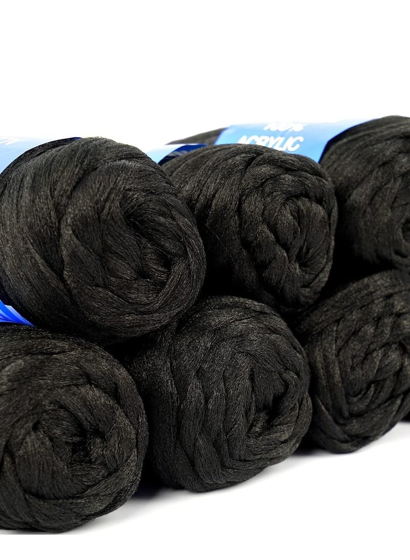 خيوط شعر من الصوف البرازيلي 100% من الصوف البرازيلي من الاكريليك للجدائل الافريقية/تسريحةالخصلات الصناعية (8 لفافات، اسود طبيعي) - Image 5