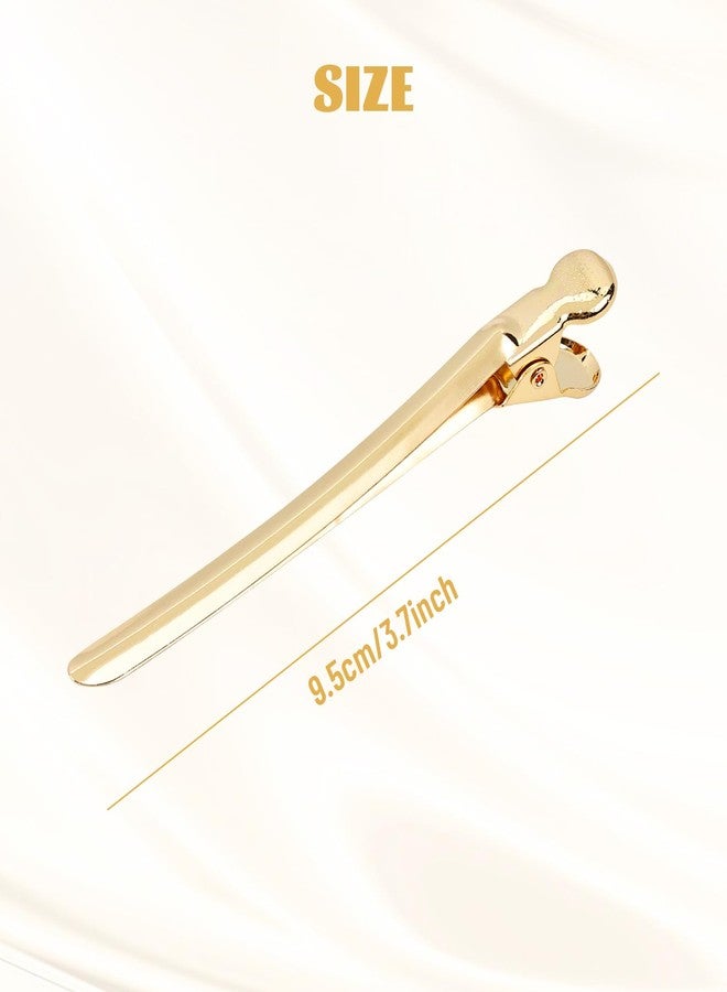 Dizila 20 Pieces 9.5cm/3.7" Long KC Gold Metal Professional Hair Salon Alligator Hair Styling Clips with Holes Duckbill Hair Sectioning Clips Hair Barrettes Accessories for Women Girls Teens - Image 2