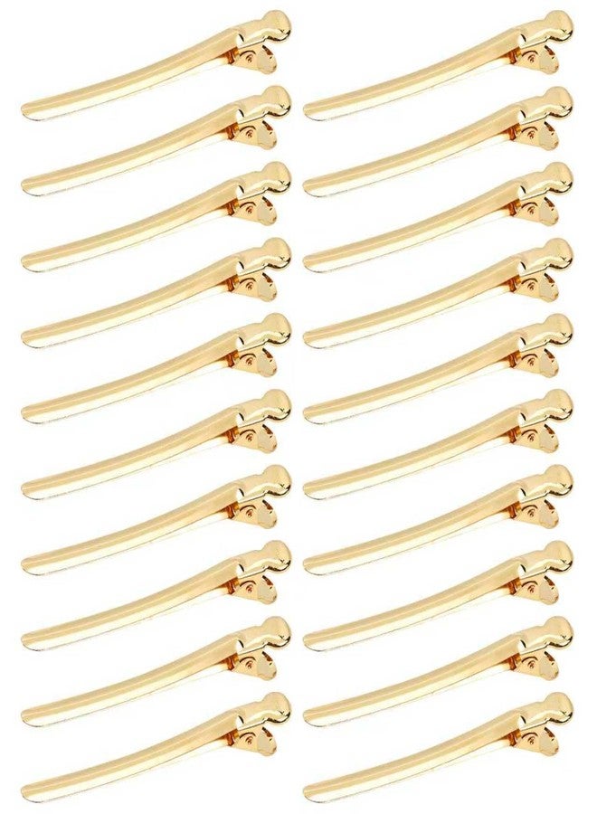 Dizila 20 Pieces 9.5cm/3.7" Long KC Gold Metal Professional Hair Salon Alligator Hair Styling Clips with Holes Duckbill Hair Sectioning Clips Hair Barrettes Accessories for Women Girls Teens - Image 1