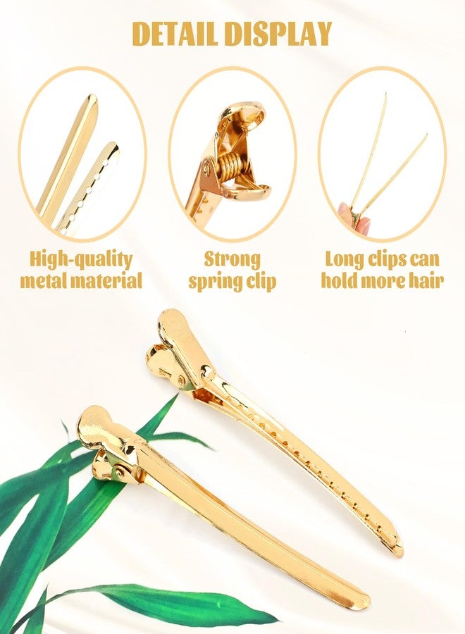 Dizila 20 Pieces 9.5cm/3.7" Long KC Gold Metal Professional Hair Salon Alligator Hair Styling Clips with Holes Duckbill Hair Sectioning Clips Hair Barrettes Accessories for Women Girls Teens - Image 3