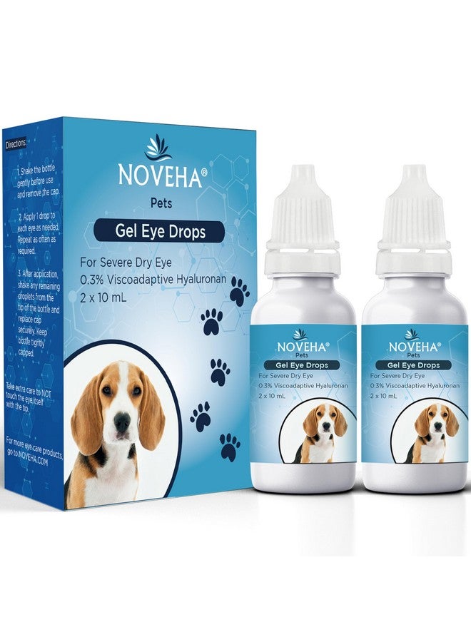 NOVEHA Pet Gel Eye Drops With 0.3% Viscoadaptive Hyaluronan | Eye Solution For Severe Dry Eyes - Long Lasting Hydration, Reduces Nuisance, Swelling & Dryness - Eye Lube For Dogs And Cats (2X10Ml) - Image 1