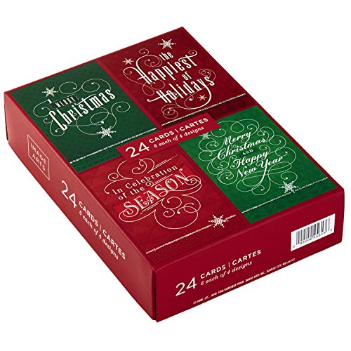Hallmark Image Arts Christmas Boxed Cards Assortment, Elegant Lettering (4 Designs, 24 Cards with Envelopes) - Image 3