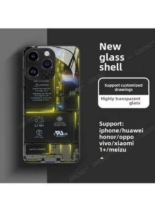 Circuit Board Phone Case For 13 14promax Creative 12 Cool 15 Model Glass Case Funny Digital Computer IPhone Protective Cover-Color:High Permeability Glass Shell-graphite Black -995-Applicable Model: - pzsku/Z93483AFD8DB4E8E8C506Z/45/1742510050/71cc635b-7e45-43ab-9822-ed251fc14d58