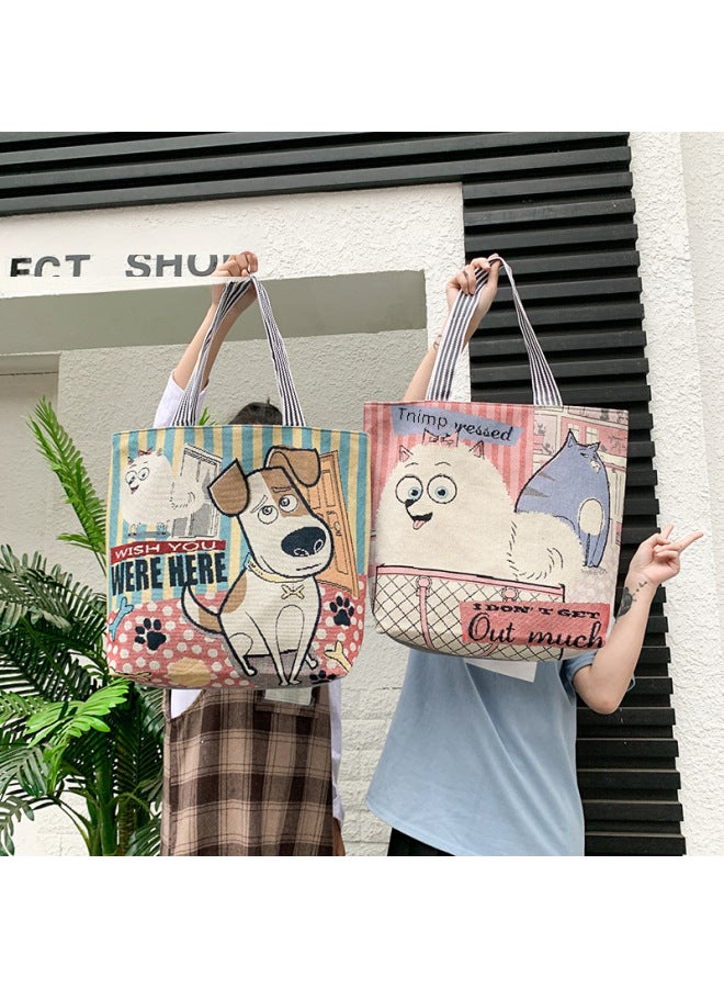 Matai Style Special Embroidered Fashion Women's Bag Ethnic Style Canvas Bag Shoulder Bag Large Capacity Handbag-Color:Three Fish - Image 2
