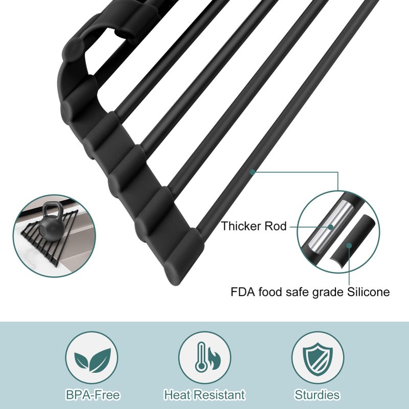 MERRYBOX Triangle Roll Up Dish Drying Rack Over The Sink, 2025 Anti-Rust Sink Drying Rack with Full Silicone Wrapped- Anti-Slip, Space Saving, Durable Organizer for Kitchen - Image 4
