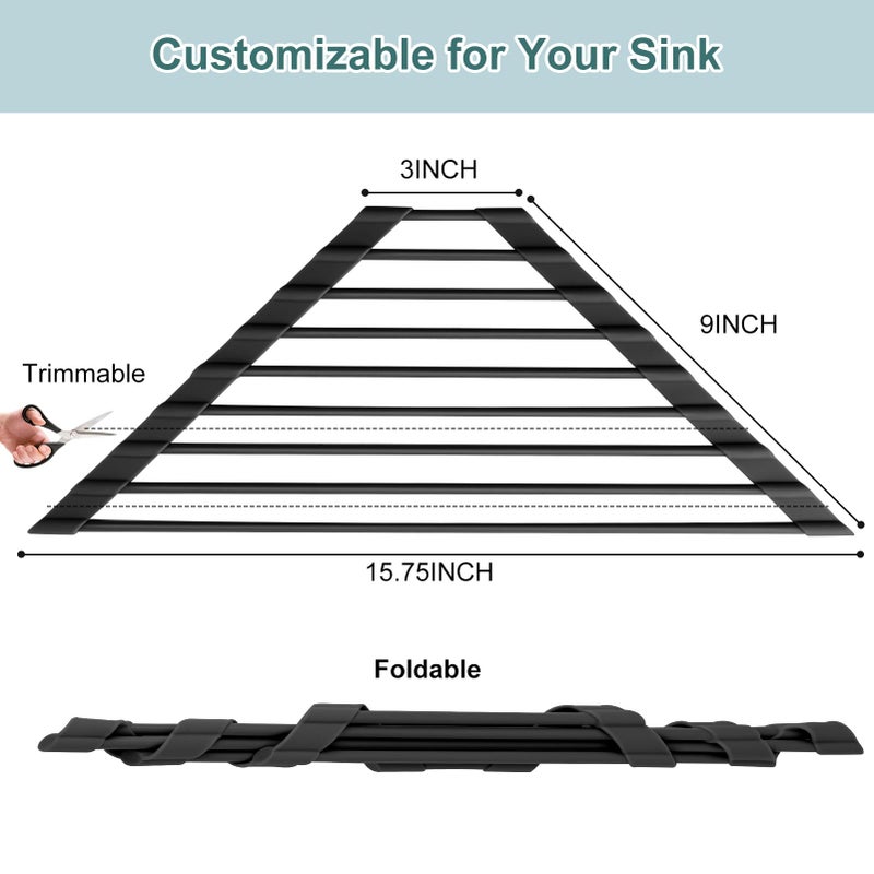 MERRYBOX Triangle Roll Up Dish Drying Rack Over The Sink, 2025 Anti-Rust Sink Drying Rack with Full Silicone Wrapped- Anti-Slip, Space Saving, Durable Organizer for Kitchen - Image 3