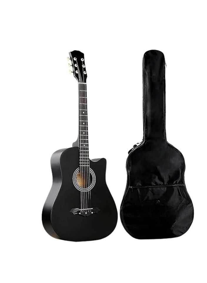 Megarya 38Inches Black Sprucewood The Ultimate Concert Body Cutaway Acoustic Guitar (Black) With Megarya Gig-Bag - Image 1