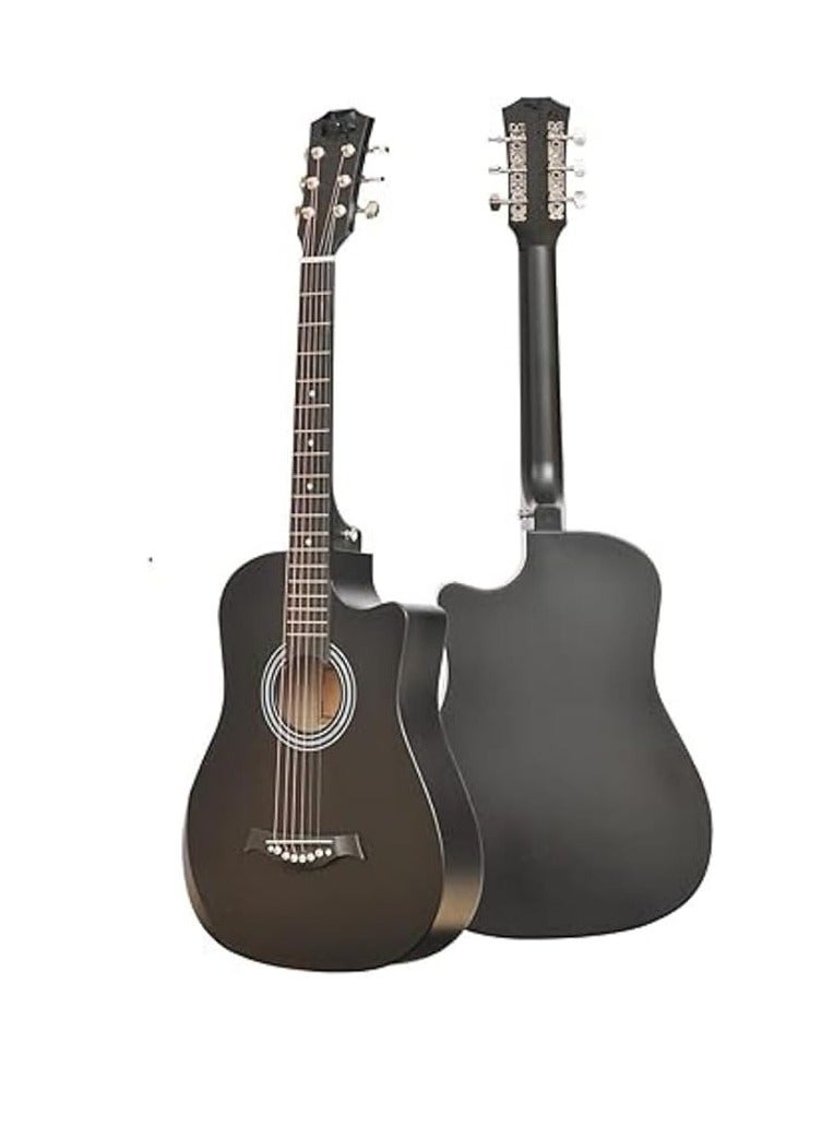 Megarya 38Inches Black Sprucewood The Ultimate Concert Body Cutaway Acoustic Guitar (Black) With Megarya Gig-Bag - Image 2