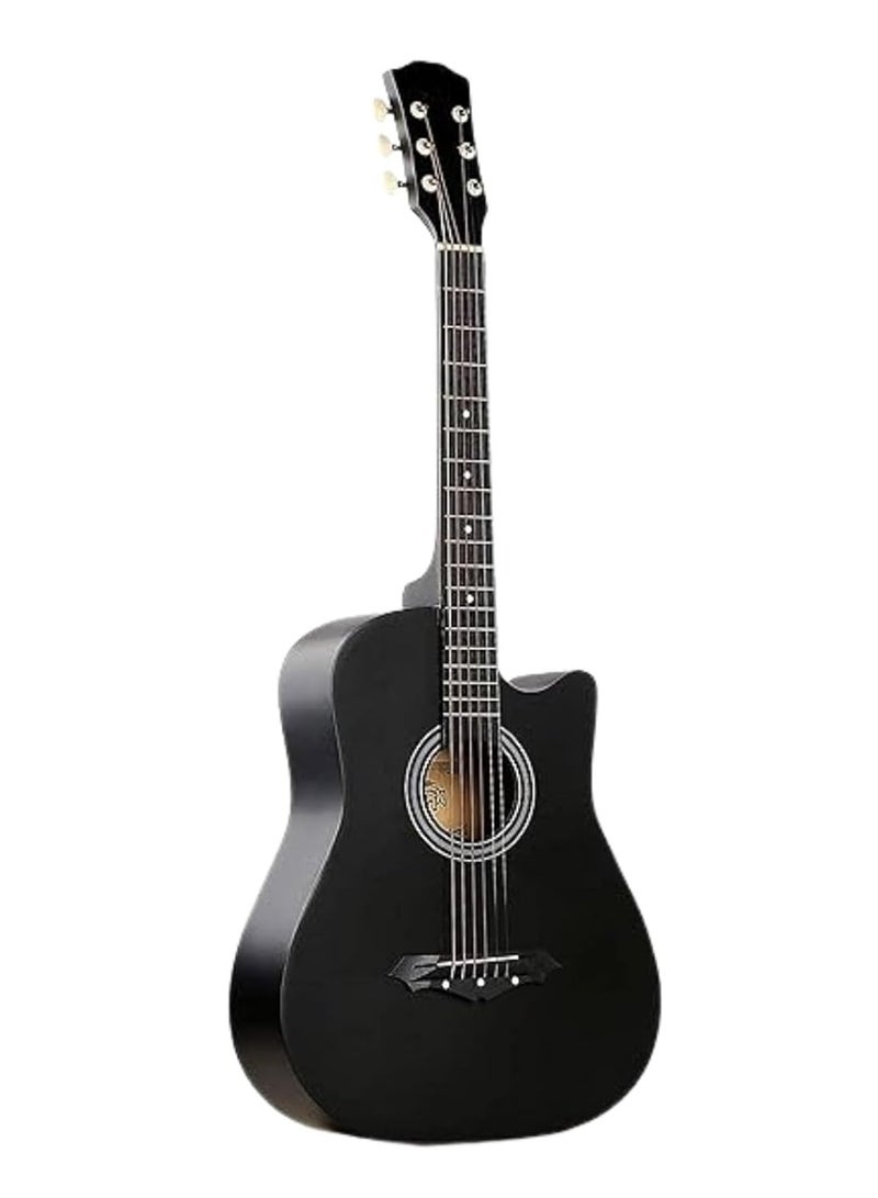 Megarya 38Inches Black Sprucewood The Ultimate Concert Body Cutaway Acoustic Guitar (Black) With Megarya Gig-Bag - Image 3