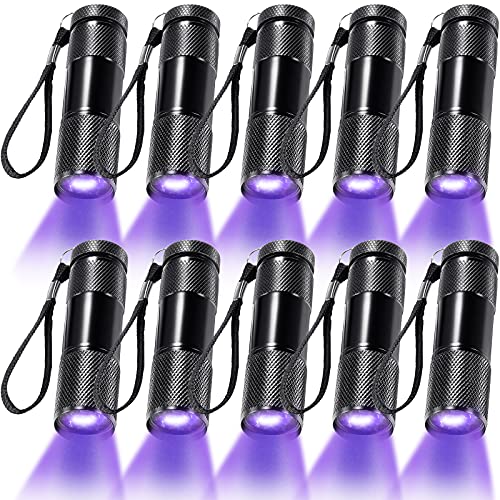 Roceei 10 Pieces UV Blacklight Flashlights, LED Light, Handheld, Mini Light Torch Detector, Portable UV Flashlight Torch for Pets Stains Urine (Purple Light) - Image 1