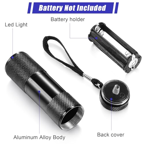 Roceei 10 Pieces UV Blacklight Flashlights, LED Light, Handheld, Mini Light Torch Detector, Portable UV Flashlight Torch for Pets Stains Urine (Purple Light) - Image 2