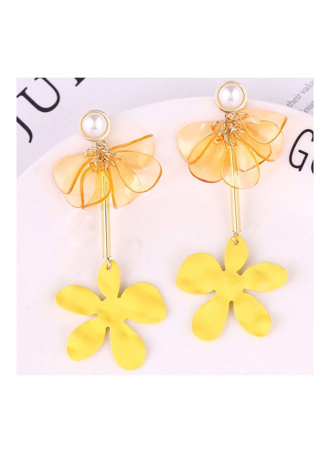 NIBEMINENT - Flower Petal Tassel Hoop Earrings - Image 1