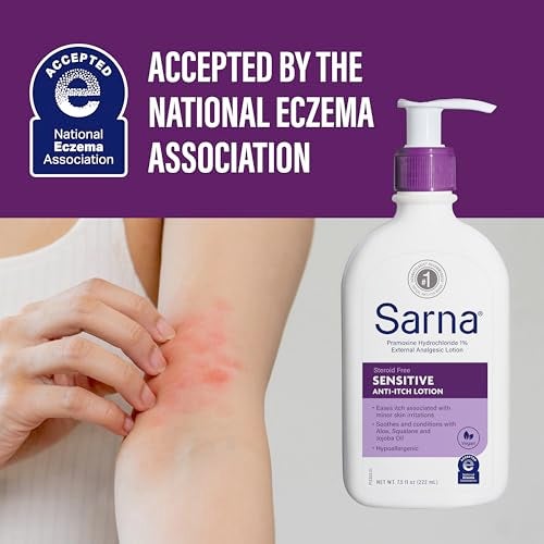 Sarna Sensitive Anti-Itch Lotion, Steroid-Free, Fragrance-Free, Vegan, Hypoallergenic, National Eczema Association Accepted, 1% Pramoxine Hydrochloride, 12 oz - Image 5