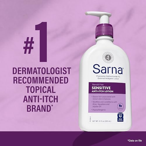 Sarna Sensitive Anti-Itch Lotion, Steroid-Free, Fragrance-Free, Vegan, Hypoallergenic, National Eczema Association Accepted, 1% Pramoxine Hydrochloride, 12 oz - Image 2