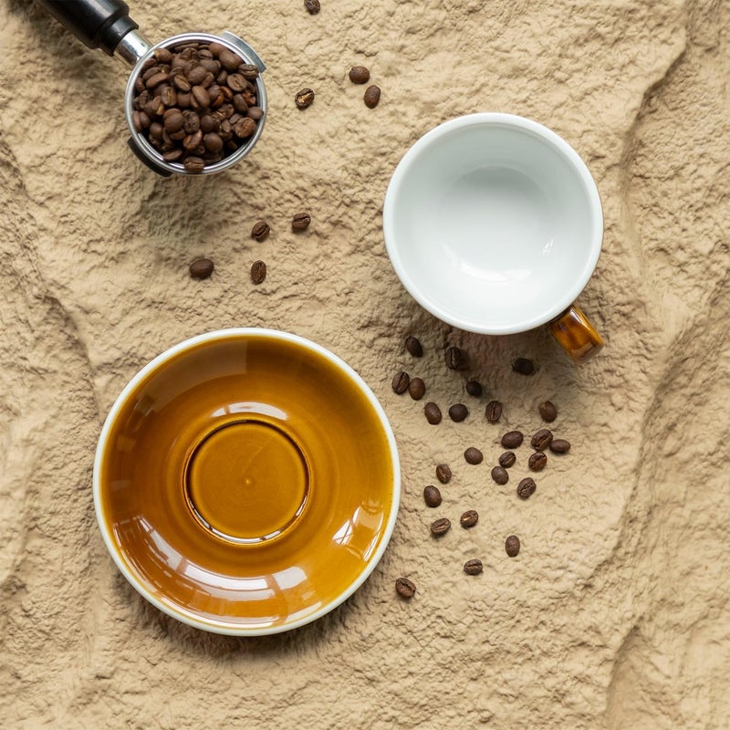 loveramics كوب قهوة سيراميك 10 أونص مع صحن لفن اللاتيه لكابتشينو الشاي الإسبريسو سميك الجدران من الحجر الخزفي مجموعة أكواب كابتشينو لمقهى وبارستا ألوان الخزافين كراميل 10 أونص - Image 5