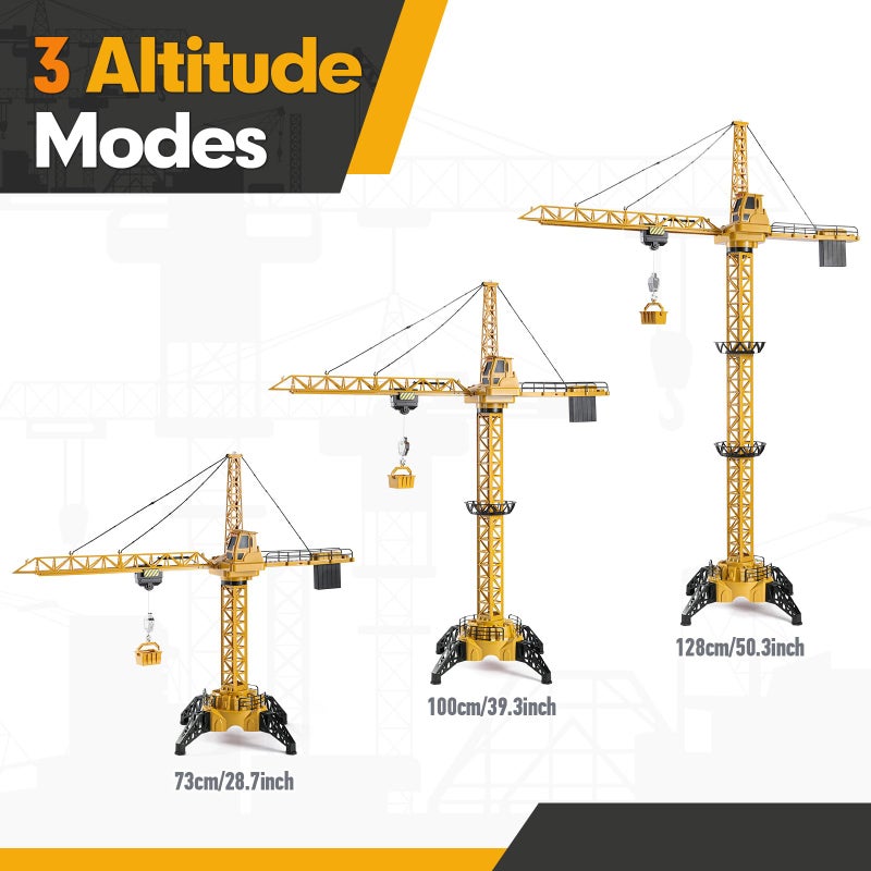Mini Tudou 6 Channel Infinite Rotation Remote Control Tower Crane Toy 50.4 inch 2.4GHz RC Construction Toy Lift Model with Tower Light & Sound for Boys - Image 5