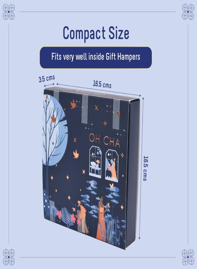 OH CHA - Glimpses Tea Gift Set with Dry Fruits | 5 Kashmiri Kahwa Tea Bags, 4 TeaLight Candles, 25 Grams Whole Cashews, 25 Grams Almonds | Complete Tea & Dry Fruits Gift Box | Festive Celebrations Box | Gift Box for Bulk Gifting, Coporates, Festivals - Image 4