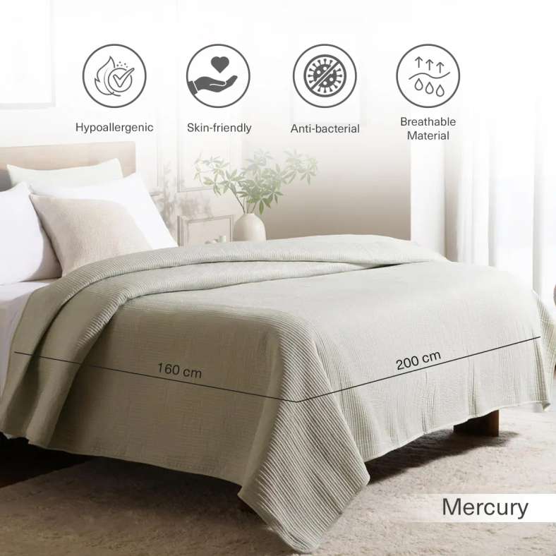Pan Home Eucalel Quilted Bedspread 160x220cm - Mercury - Image 4