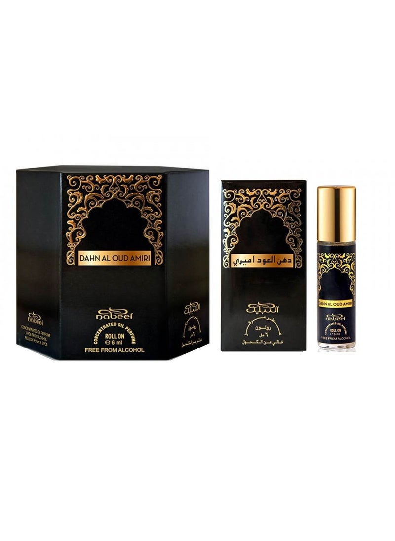 Nabeel 6 Pcs Nabeel Dahn Al Oud Amiri Alcohol Free Roll On Oil Perfume 6ML  - Image 2