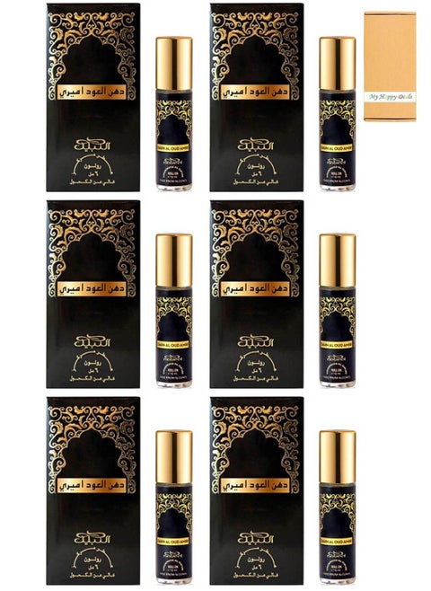 6 Pcs Nabeel Dahn Al Oud Amiri Alcohol Free Roll On Oil Perfume 6ML