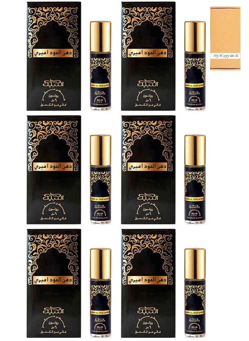 Nabeel 6 Pcs Nabeel Dahn Al Oud Amiri Alcohol Free Roll On Oil Perfume 6ML  - Image 1
