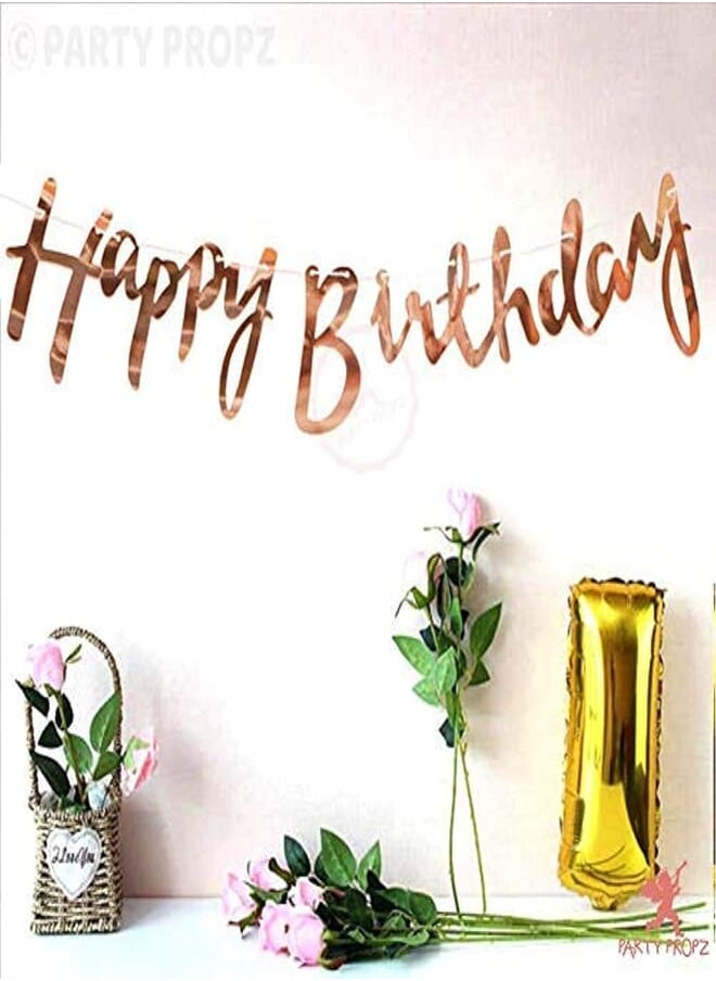 Party Propz Party Propz Rose Gold Birthday Banner for Happy Birthday Decorations Items, Birthday Banner for Decoration 