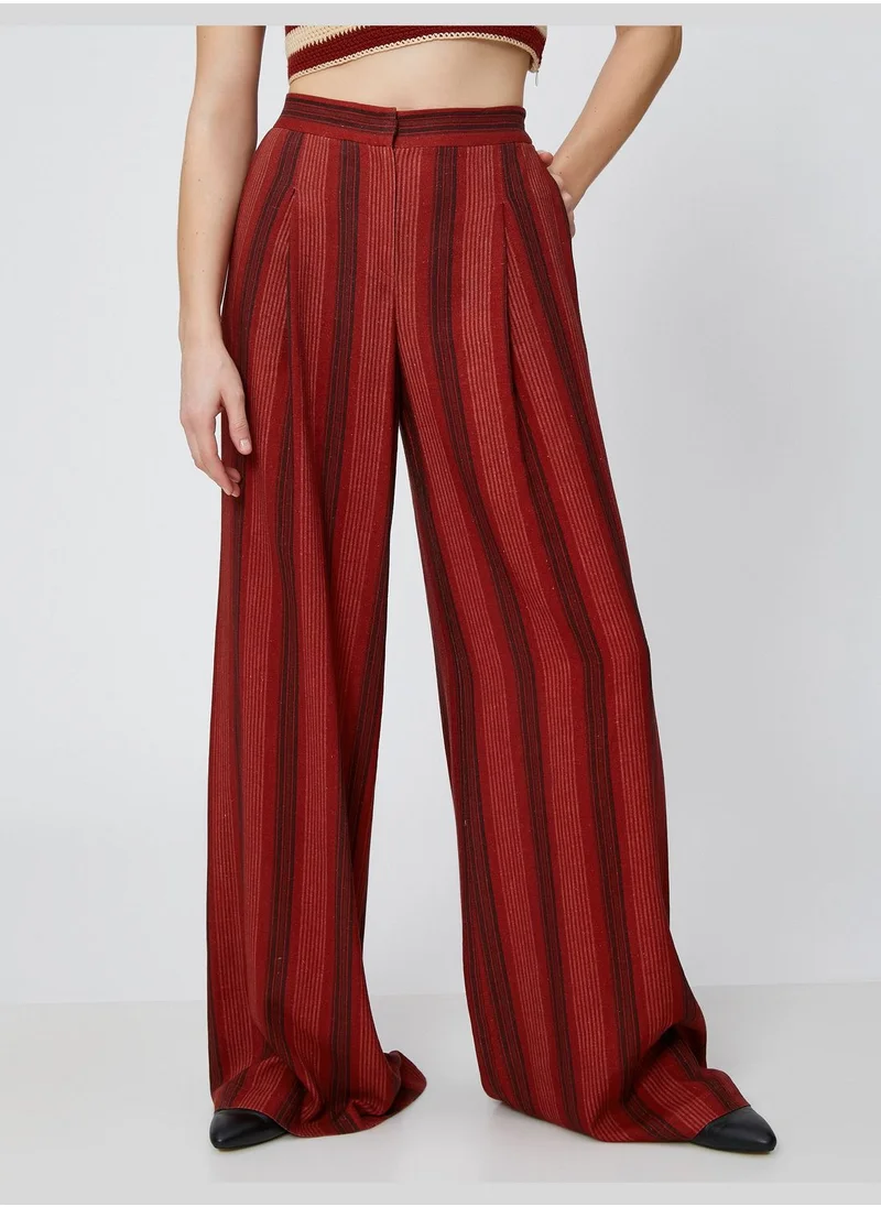 كوتن Linen Mix Pleated Palazzo Trousers