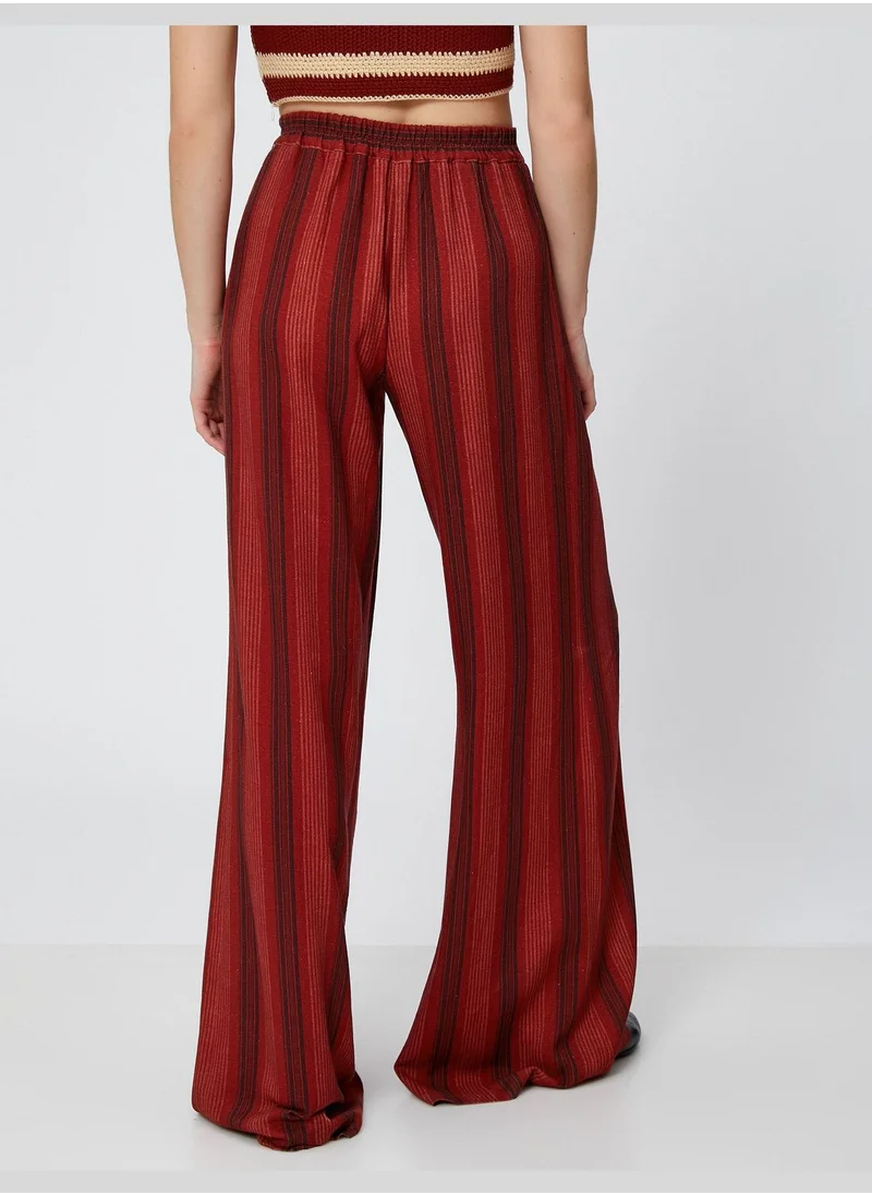 كوتن Linen Mix Pleated Palazzo Trousers