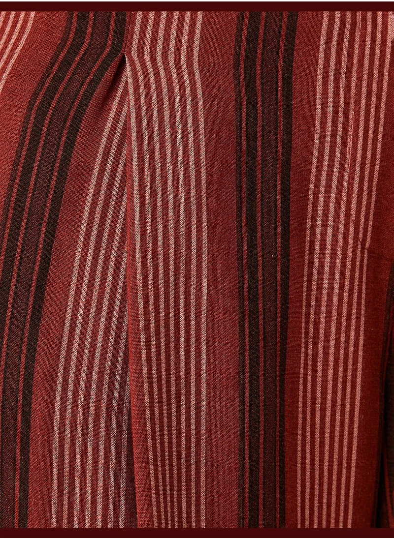 كوتن Linen Mix Pleated Palazzo Trousers
