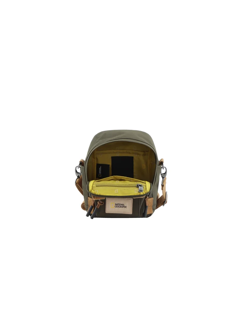NATIONAL GEOGRAPHIC National Geographic LEGEND Mini Utility Bag Khaki For Men and Women, Durable Water Resistant Multi Function Casual Shoulder Bag/Lunch Box Bag With Top Handle/Removable Strap