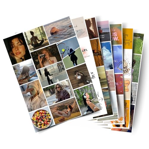 Posters Inc 2026 Vision Board for Manifestation Wall Posters 205 Elements Pack of 12 A4 Size 300 GSM Matte Paper for Wall, Bedroom, Hostel Motivational Life Goals Quotes Daily Affirmations Collection For Girls With Glue Dots Adhesive - Image 1