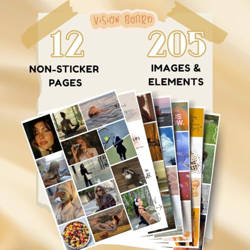 Posters Inc 2026 Vision Board for Manifestation Wall Posters 205 Elements Pack of 12 A4 Size 300 GSM Matte Paper for Wall, Bedroom, Hostel Motivational Life Goals Quotes Daily Affirmations Collection For Girls With Glue Dots Adhesive - Image 2
