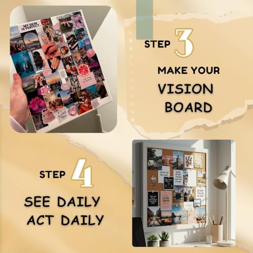 Posters Inc 2026 Vision Board for Manifestation Wall Posters 205 Elements Pack of 12 A4 Size 300 GSM Matte Paper for Wall, Bedroom, Hostel Motivational Life Goals Quotes Daily Affirmations Collection For Girls With Glue Dots Adhesive - Image 4
