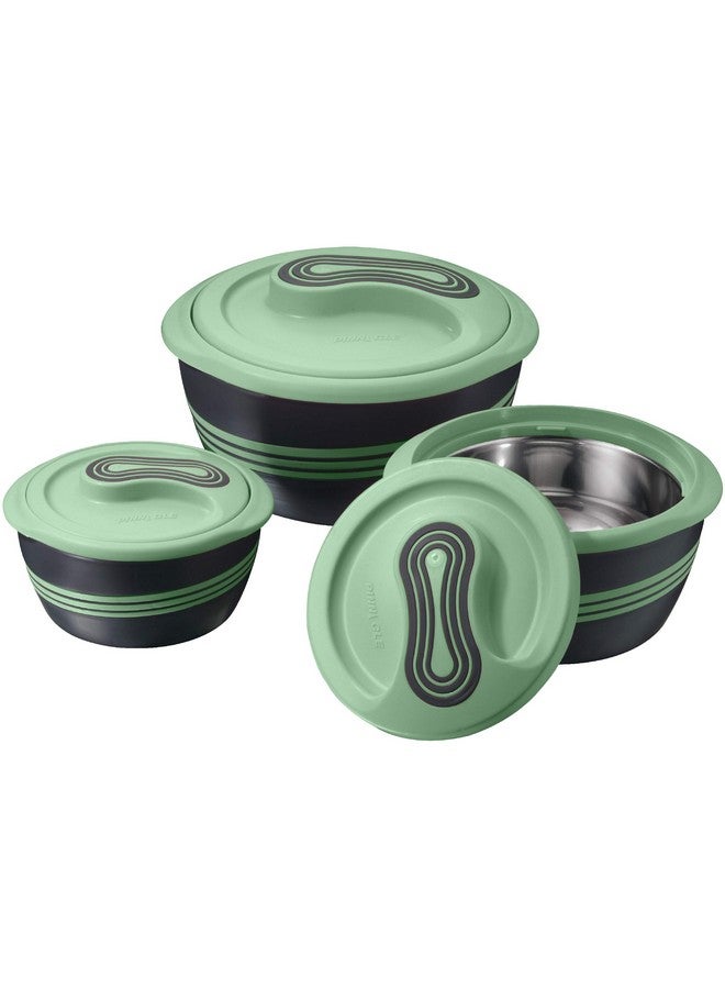 Pinnacle Insulated Casserole Dish with Lid 3 pc Set 2.6/2/1 qt. Hot Pot Food Warmer/Cooler -Thermal Soup/Salad Serving Bowl- Stainless Steel Hot Food Container-Best Gift Set for Moms -Holidays Green - Image 1