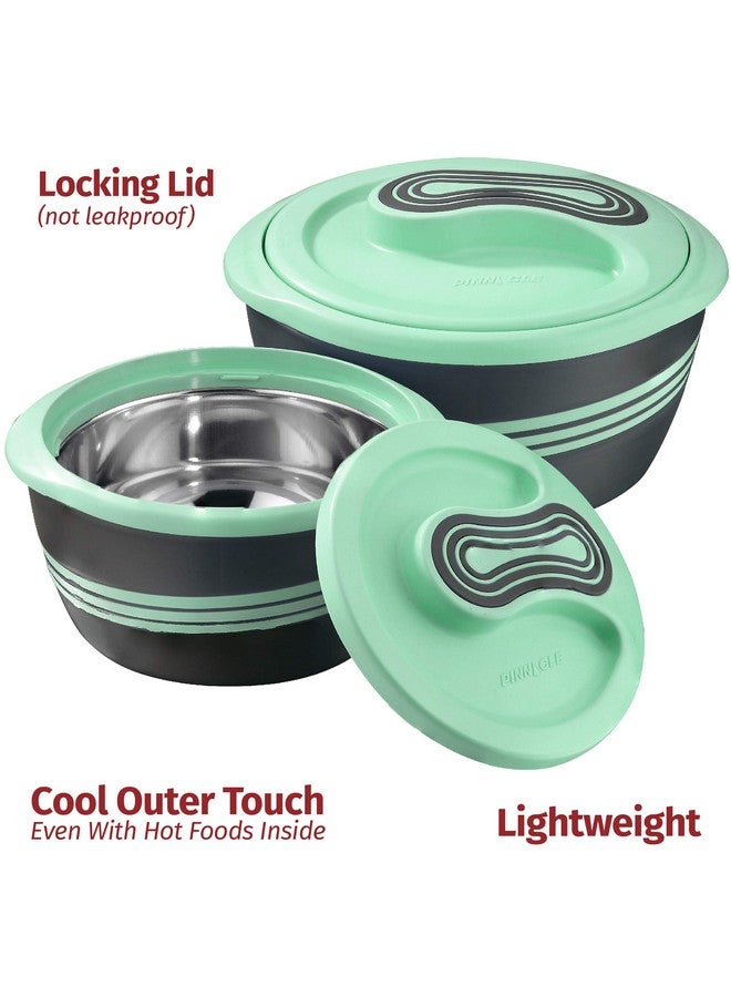 Pinnacle Insulated Casserole Dish with Lid 3 pc Set 2.6/2/1 qt. Hot Pot Food Warmer/Cooler -Thermal Soup/Salad Serving Bowl- Stainless Steel Hot Food Container-Best Gift Set for Moms -Holidays Green - Image 5