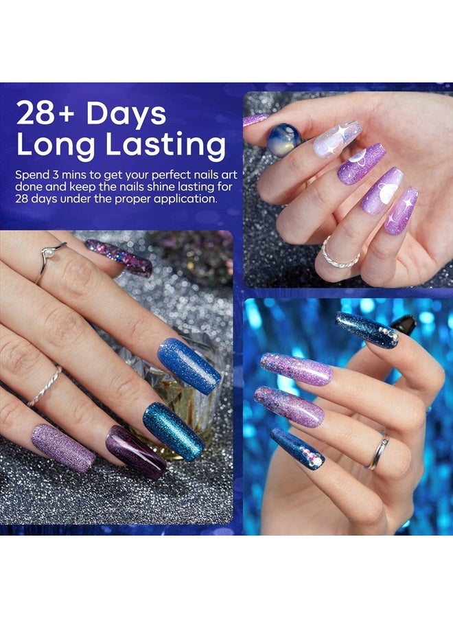 modelones مجموعة طلاء الأظافر الجل اللامع من موديلونز 6 ألوان، ألوان صيفية تتغير من الأزرق إلى عين القط المغناطيسية، تصميم مانيكير كروم حراري عاكس متعدد الوظائف، مجموعة فن الأظافر هدايا لـ - Image 3