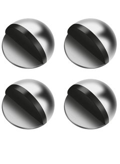 BIGTHREE Self Adhesive Floor Door Stoppers, 4 Pcs Polished Oval Door Stoppers, Floor Mounted Half Moon Doorstop, Wall Protector Door Stop with Glues for Home Office Use  - Image 1