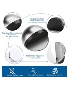 BIGTHREE Self Adhesive Floor Door Stoppers, 4 Pcs Polished Oval Door Stoppers, Floor Mounted Half Moon Doorstop, Wall Protector Door Stop with Glues for Home Office Use  - Image 4