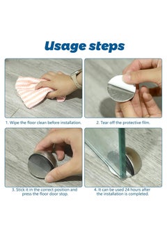 BIGTHREE Self Adhesive Floor Door Stoppers, 4 Pcs Polished Oval Door Stoppers, Floor Mounted Half Moon Doorstop, Wall Protector Door Stop with Glues for Home Office Use  - Image 5